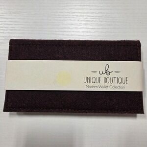 Unique Boutique Modern Wallet Collection Brown Felt Bifold Snap Card Holder New